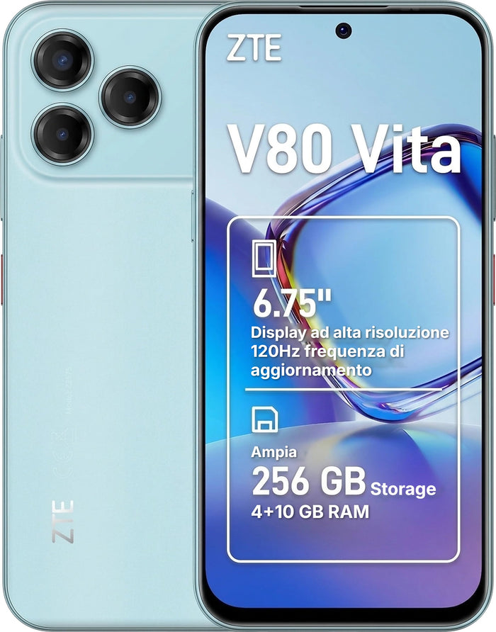 ZTE Blade V80 Vita 4+256GB 6.75" 4G Cyan ITA - Color Cyan Trendy