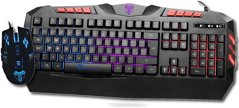 Techmade Kit Tastiera Gaming + Mouse TMKM002 Black – Combo Gaming con Filo