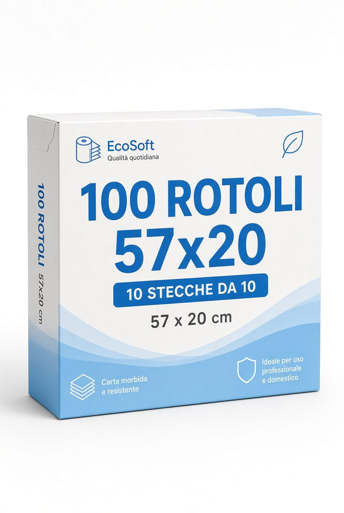 Rotoli Registratore di Cassa Termica 57x20 mm – 100 Rotoli (10 Stecche da 10) | Carta POS 57mm