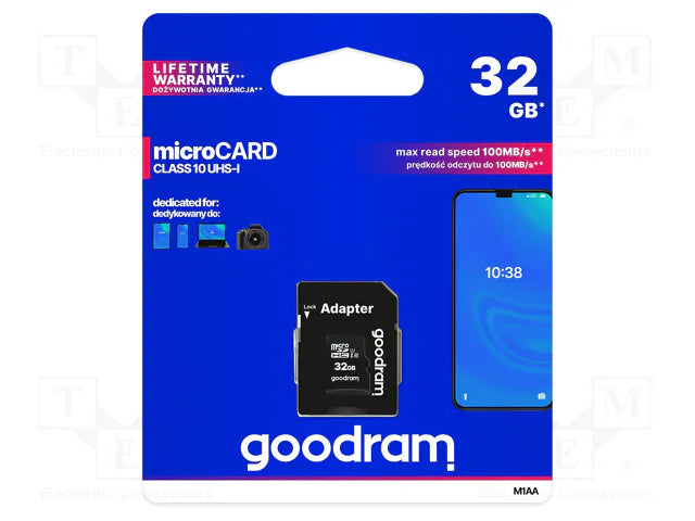 Goodram MicroSDHC 32GB Class 10 UHS-I con Adattatore – Espandi Smartphone, Tablet e Action Cam (PRE-ORDINE)