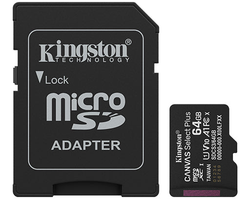 Kingston Canvas Select Plus 64GB microSD Class 10 con Adattatore SD – Per Smartphone e Fotocamere
