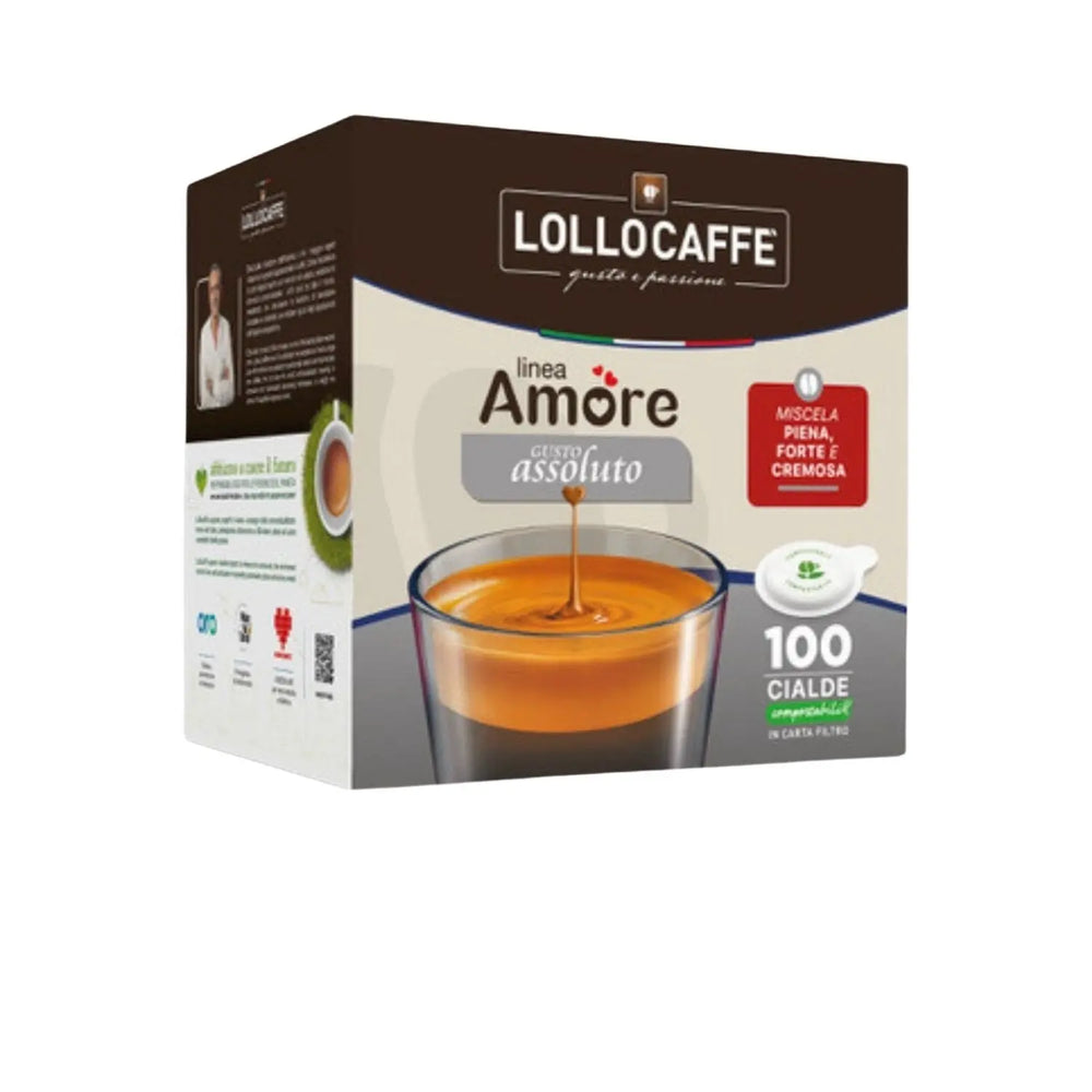 Lollocaffè Box 100 Cialde Amore Assoluto ESE 44mm – Caffè Intenso e Aromatizzato