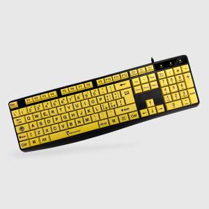 Techmade Tastiera USB Tasti Gialli Big Font – Leggibilità Massima