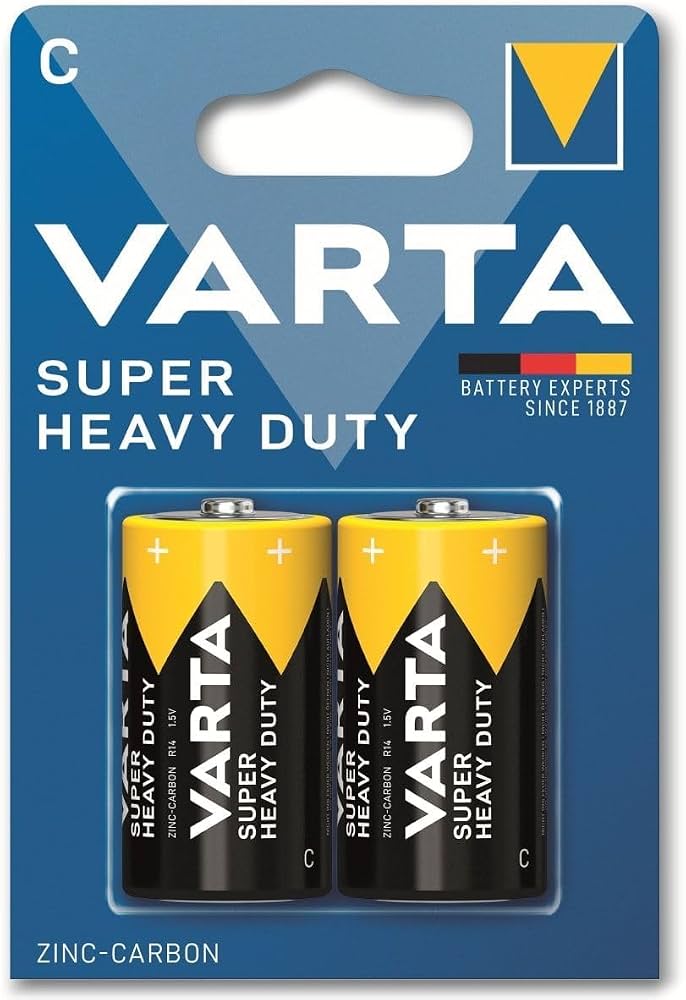 Varta Super Heavy Duty R14 Mezza Torcia 2 Pezzi – Per Torce e Lanterne