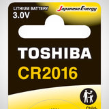Toshiba CR2016 Batteria al Litio 3V – Per Telecomandi, Chiavi Auto e Calcolatrici