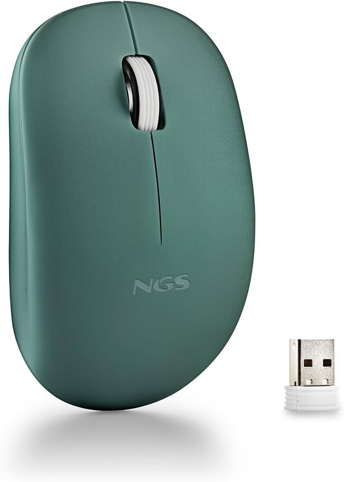 NGS Mouse Wireless Fog Pro 1000dpi Verde – Mouse Silenzioso 2.4GHz