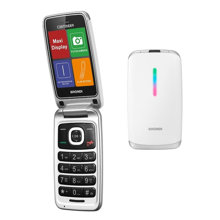 Brondi Contender Bianco DS ITA - Cellulare Flip Elegante