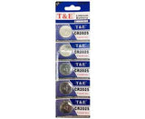 T&E Batterie Bottone CR2025 Silver Cell 5 Pezzi – Litio per Chiavi Auto e Telecomandi