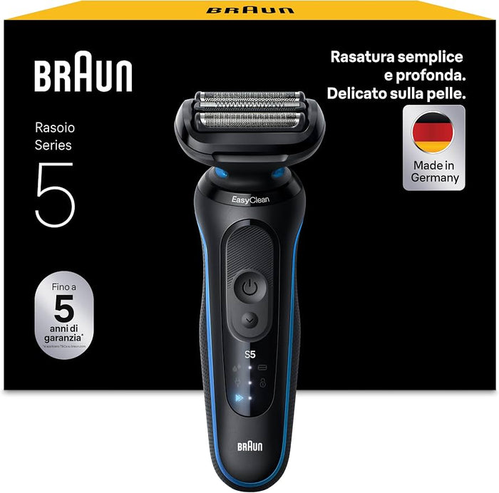 Braun Rasoio Elettrico Serie 5 Wet&Dry 3 Lame S2-B1000s Blu – Efficienza Quotidiana
