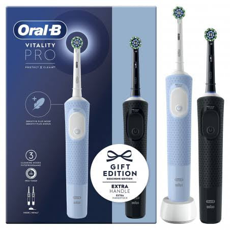 Oral-B Spazzolino Elettrico Vitality Pro Duo Black & Blue – Kit Coppia