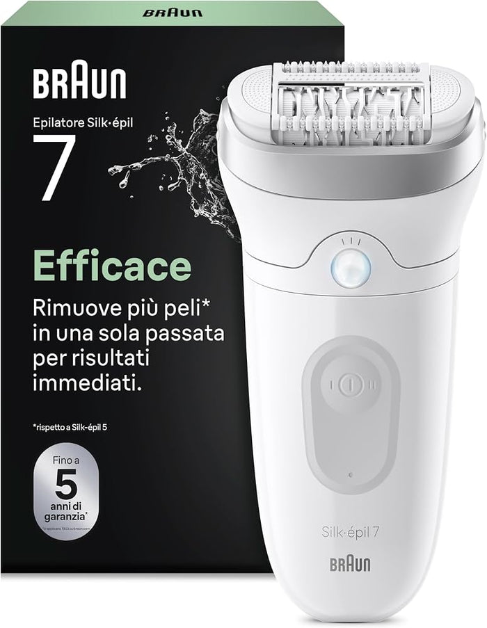 Braun Epilatore Elettrico Silk-épil 7 SE7000 Silver – Epilazione Delicata e Duratura