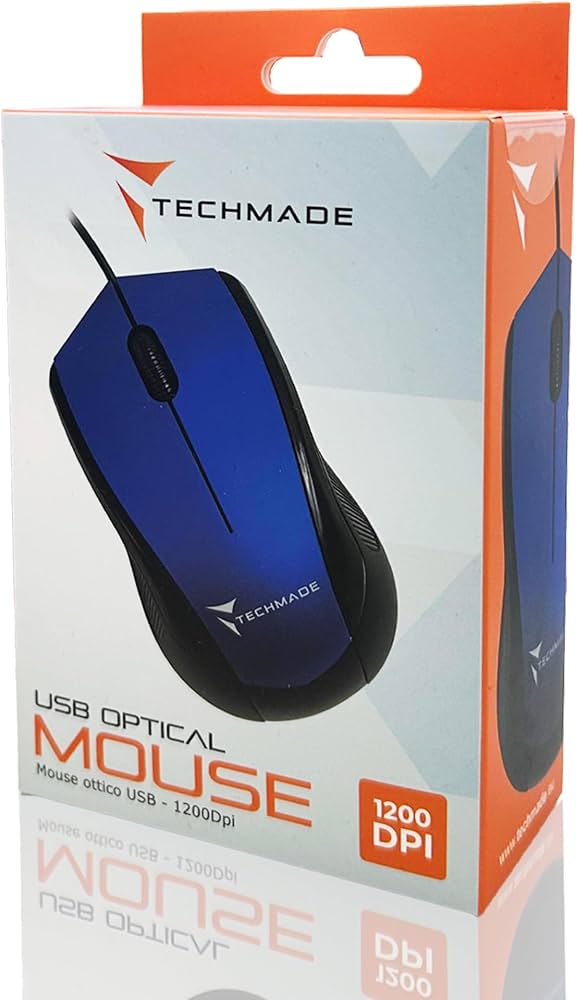 Techmade Mouse Ottico Office TM-XJ15 Blu – Mouse con Filo Plug&Play