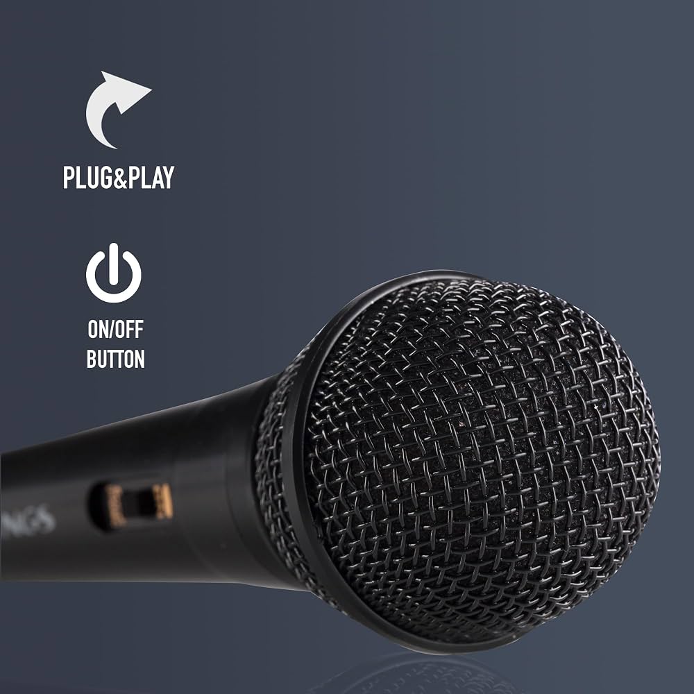 NGS Microfono Vocale Wired Singer Fire con Cavo 3m – Microfono Dinamico per Karaoke